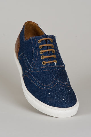 Brogue Dark Blue/Cognac