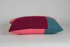 Colorblock Pillow 40x60 - Donkergroen/Roze