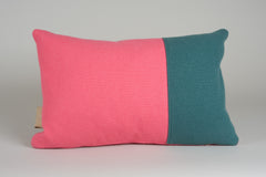 Colorblock Pillow 40x60 - Donkergroen/Roze